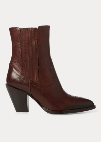 Cowboy Boots Polo Ralph Lauren Mujer Vino - Lowrey Leather - XFHQW0236